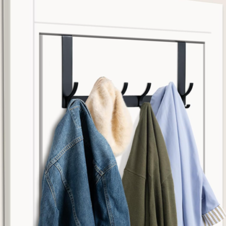 Over-The-Door Hanging Rack; Black, Designed For Thick Doors