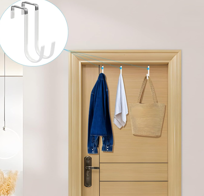 Over-The-Door Hook (Single-Hook Style); White, 4-Piece Set