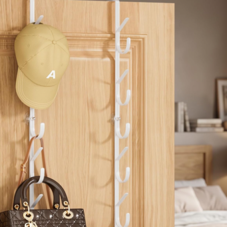 Over-The-Door Storage Rack For Bags; White, Designed For Thick Doors