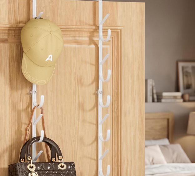 Over-The-Door Storage Rack For Bags; White, Designed For Thick Doors