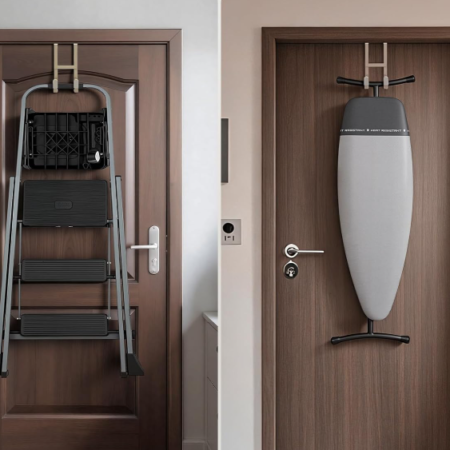 Over-The-Door Double-Hook Design; Light Brown, 2-Piece Set