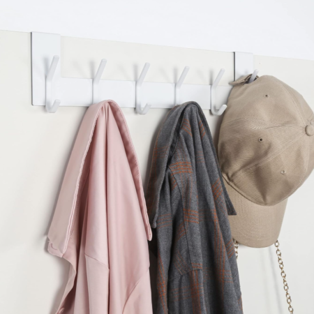 Stainless Steel Over-The-Door Hook; White, No Assembly Required, For Entryways Or Bathrooms