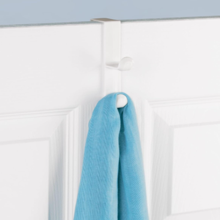 Plastic Over-The-Door Double-Hook Rack; White, 3-Piece Set