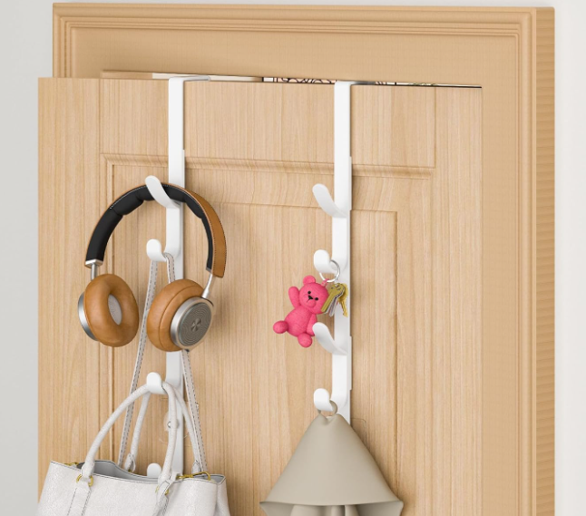Metal Over-The-Door Hook; White, 2-Piece Set, For Bathrooms Or Closets - Image 2