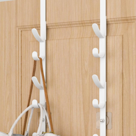 Metal Over-The-Door Hook; White, 2-Piece Set, For Bathrooms Or Closets