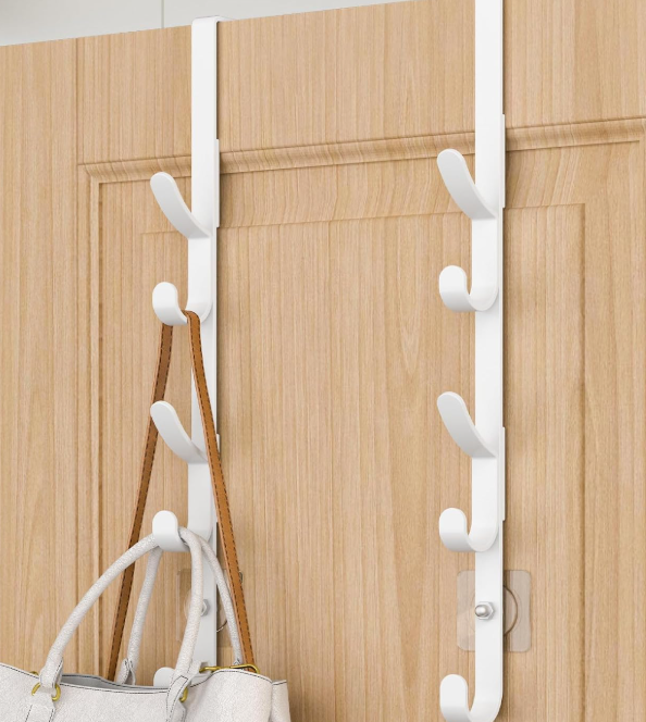 Metal Over-The-Door Hook; White, 2-Piece Set, For Bathrooms Or Closets