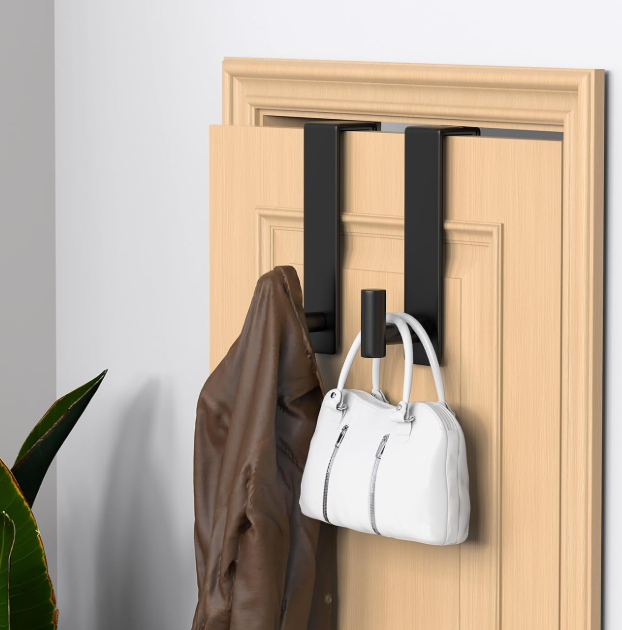T-Shaped Over-The-Door Hook; Heavy-Duty Stainless Steel, 2-Piece Set