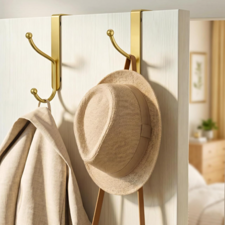 Heavy-Duty Over-The-Door Storage Hook; Gold, 2-Piece Set