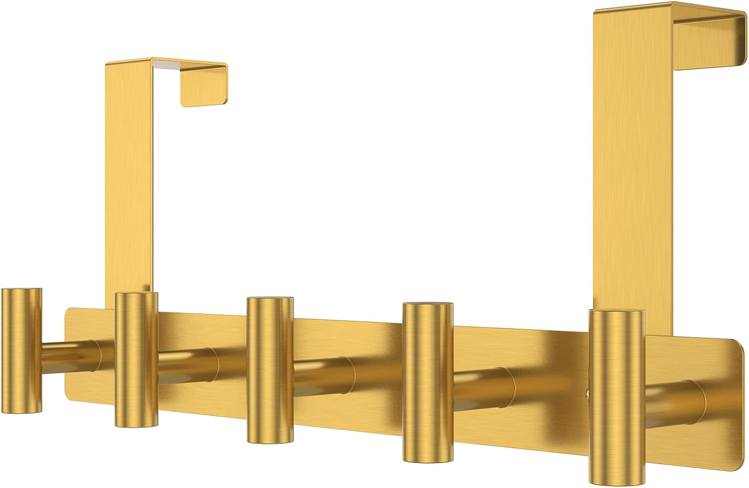 Stainless Steel 5-Hook Over-The-Door Rack With Gold-Tone Finish And Anti-Scratch Pads
