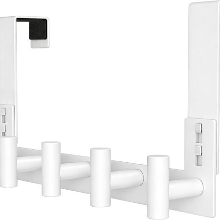 White 5-Hook T-Shaped Over-The-Door Towel Rack, Single Unit
