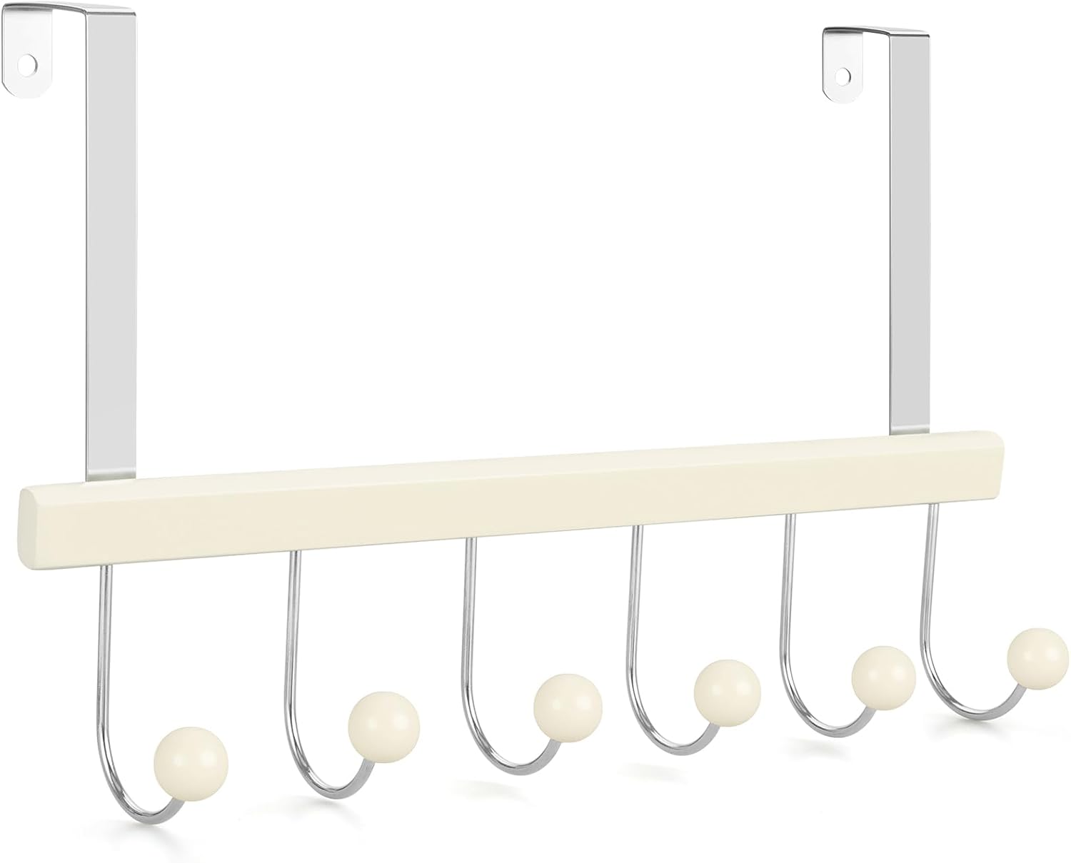 Wooden Over-The-Door Hook Rack For Towels, Coats, And Bags