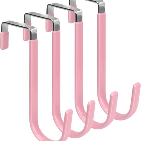 Set Of 4 Individual Over-The-Door Hooks, Pink