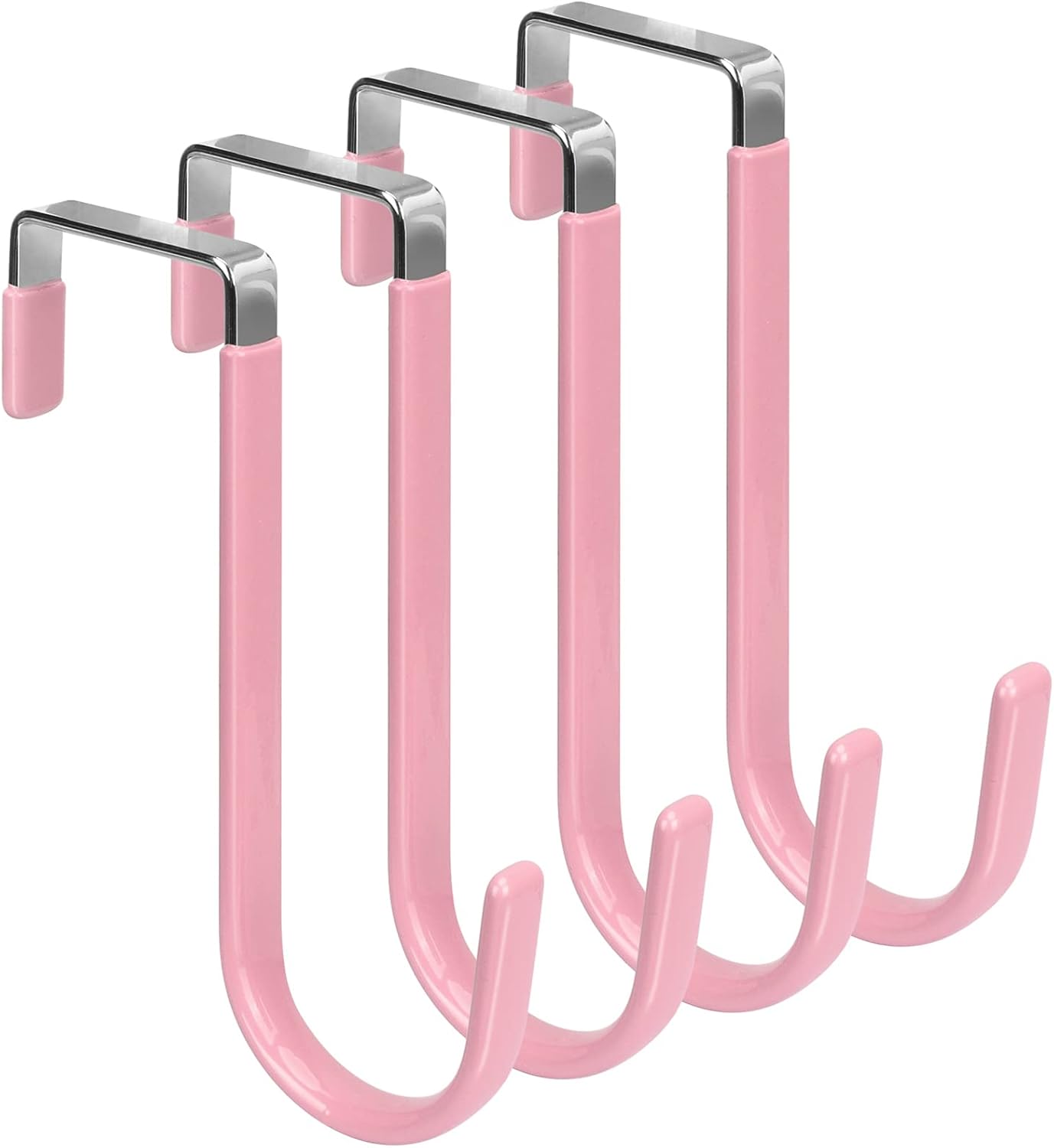 Set Of 4 Individual Over-The-Door Hooks, Pink