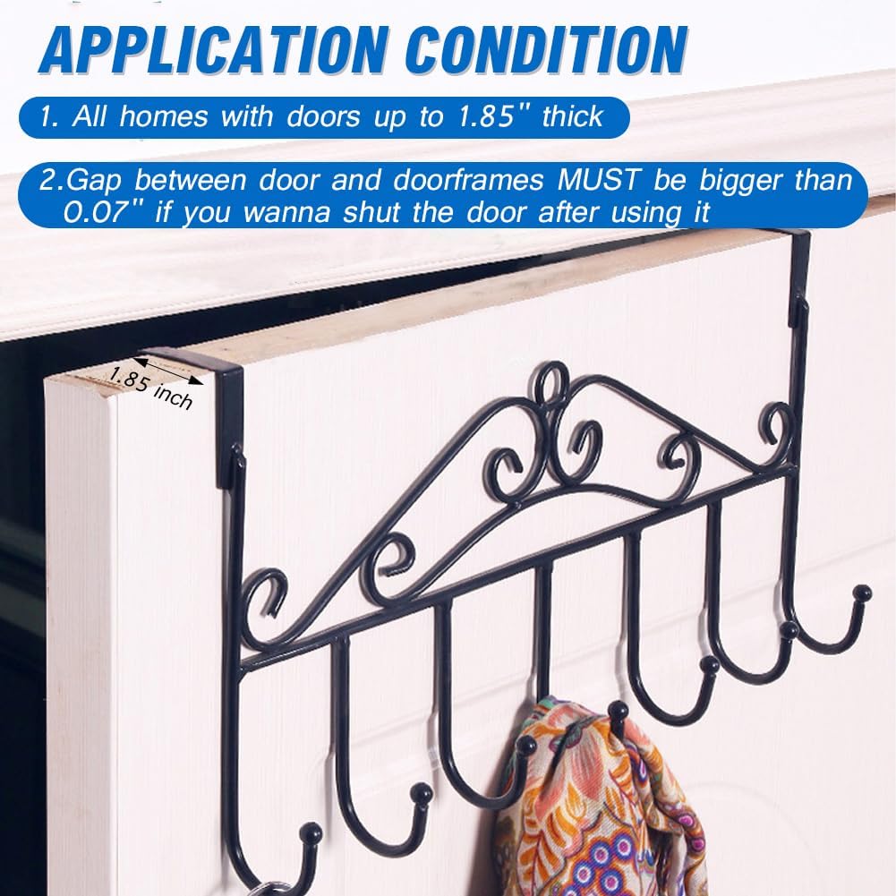 Rust-Resistant 7-Hook Over-The-Door Rack For Towels, Coats, And Hats - Image 2