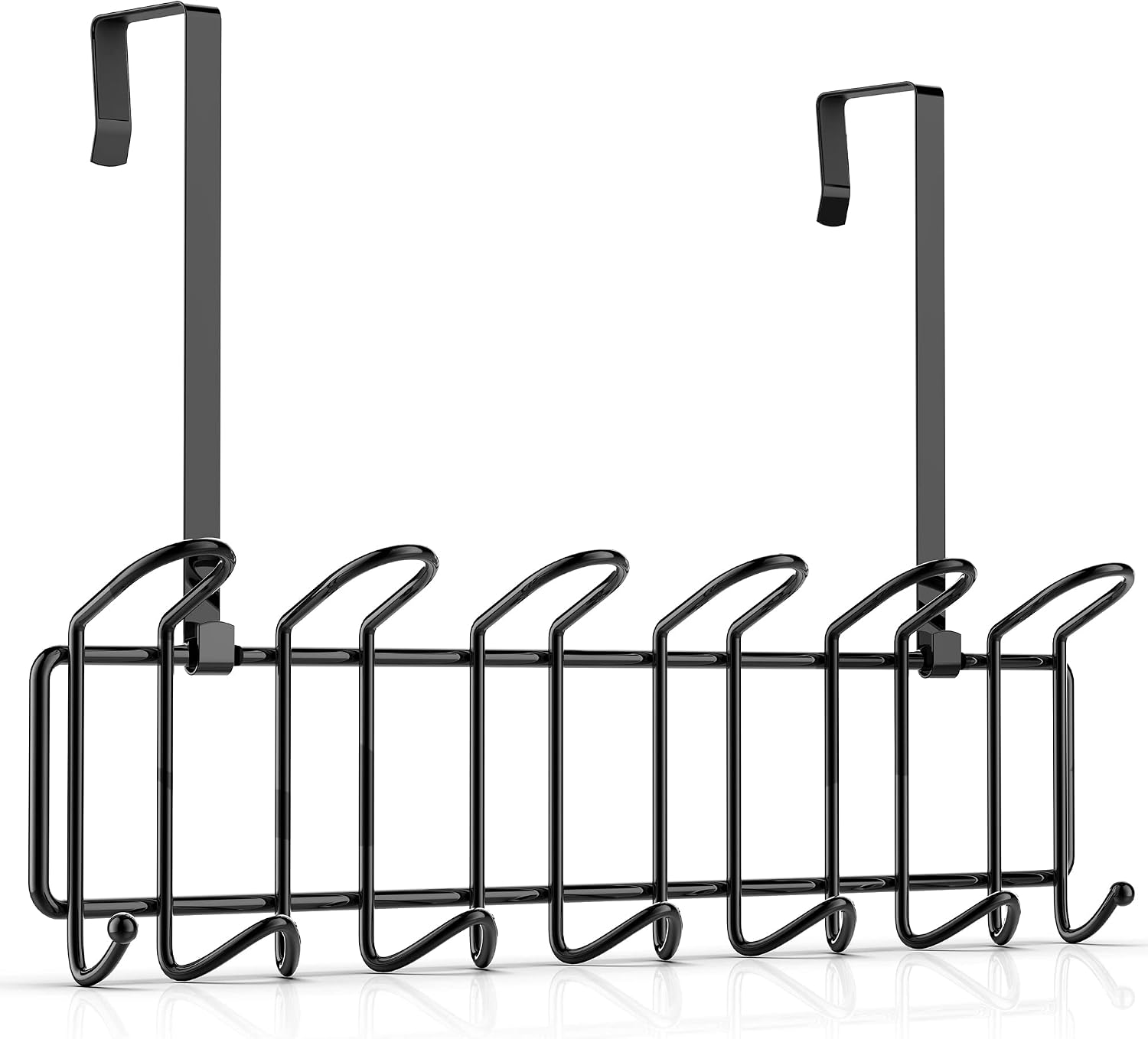 Versatile Wall-Mounted Or Over-The-Door Hook Rack, 13-Hook Iron Design - Image 2
