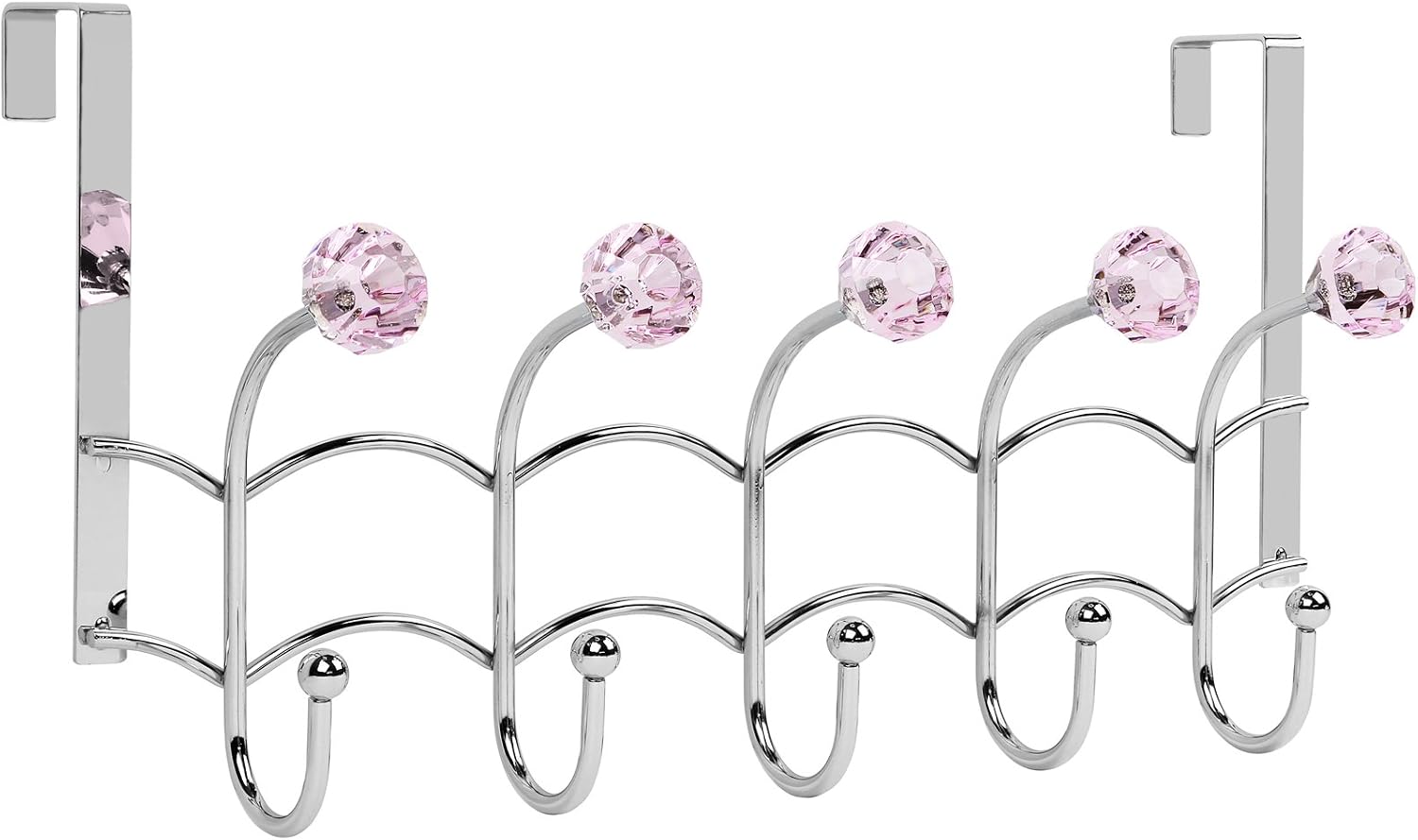 Over-The-Door Hook Rack, Pink Acrylic