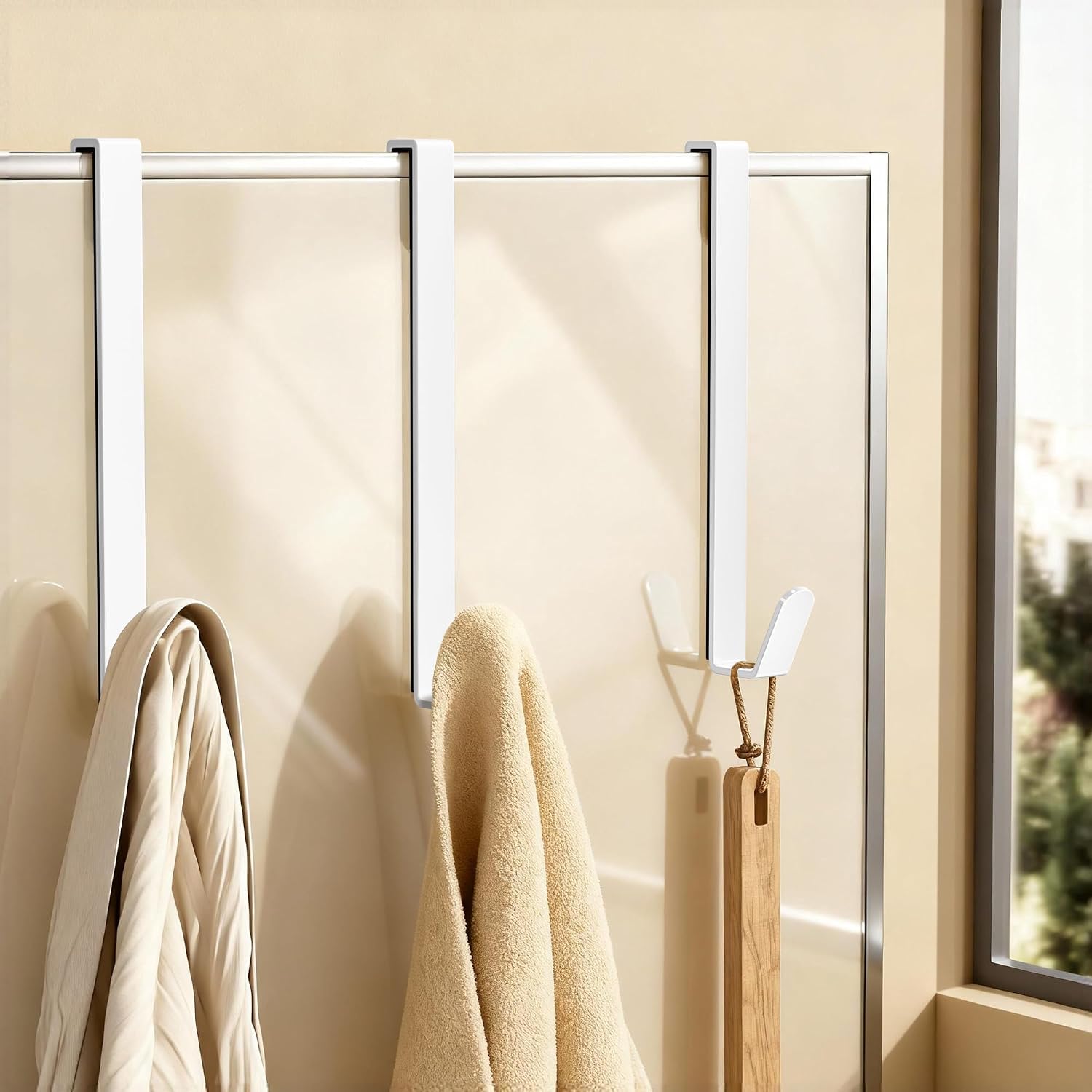 White Over-The-Door Hook For Shower Or Glass Doors