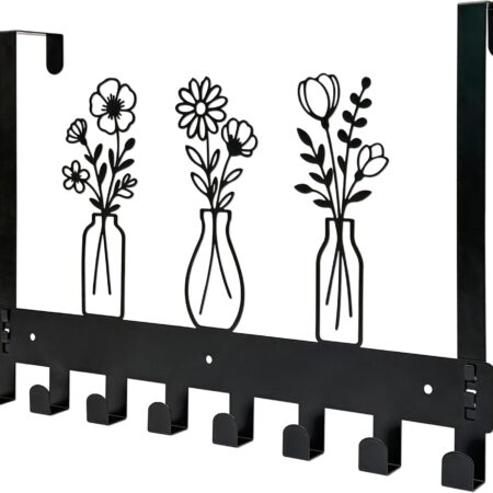 Decorative Over-The-Door Hook Rack, Vase-Themed Storage