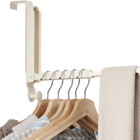 Cream-White Over-The-Door Hook Rack, Designed For Thicker Doors