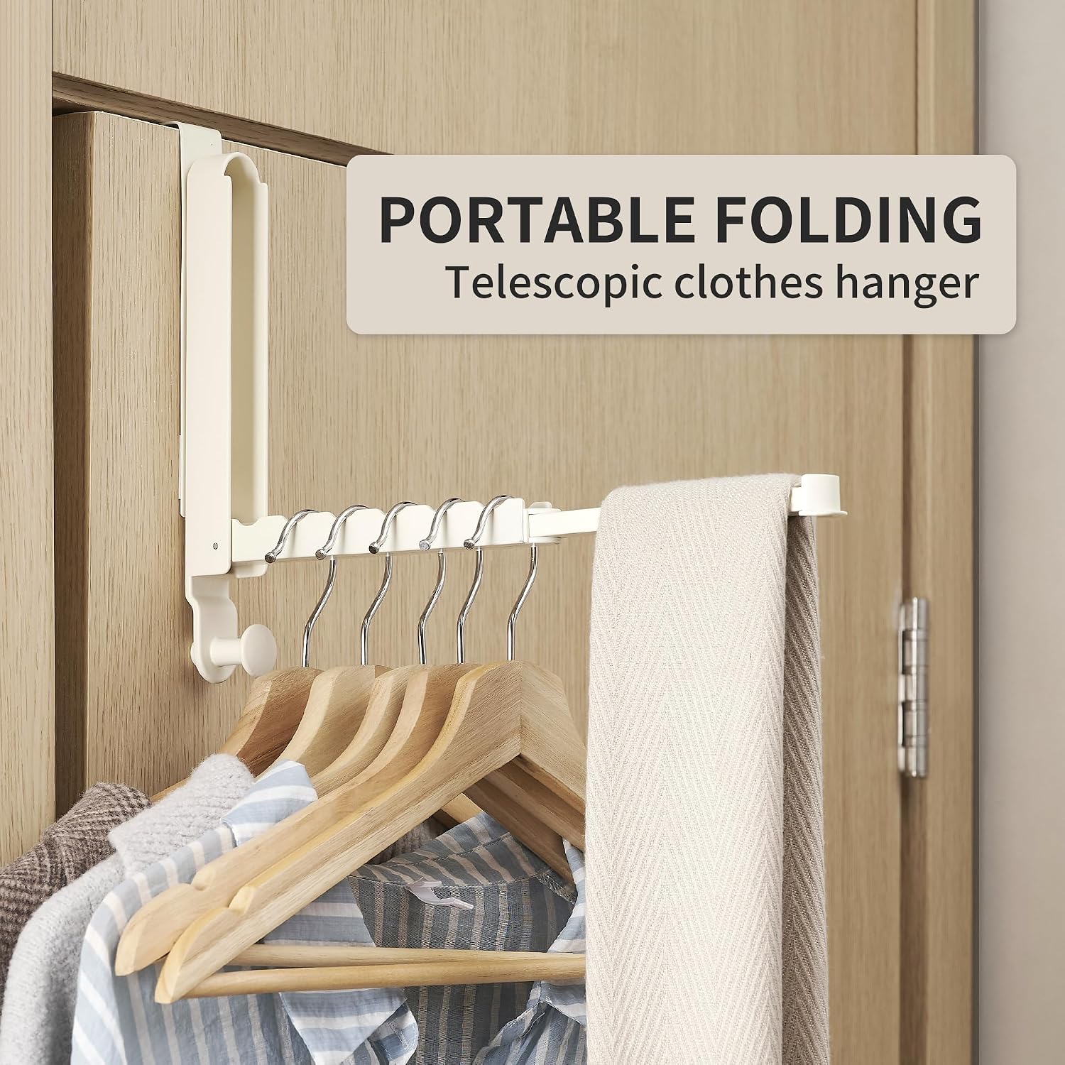 Cream-White Over-The-Door Hook Rack, Designed For Thicker Doors - Image 2